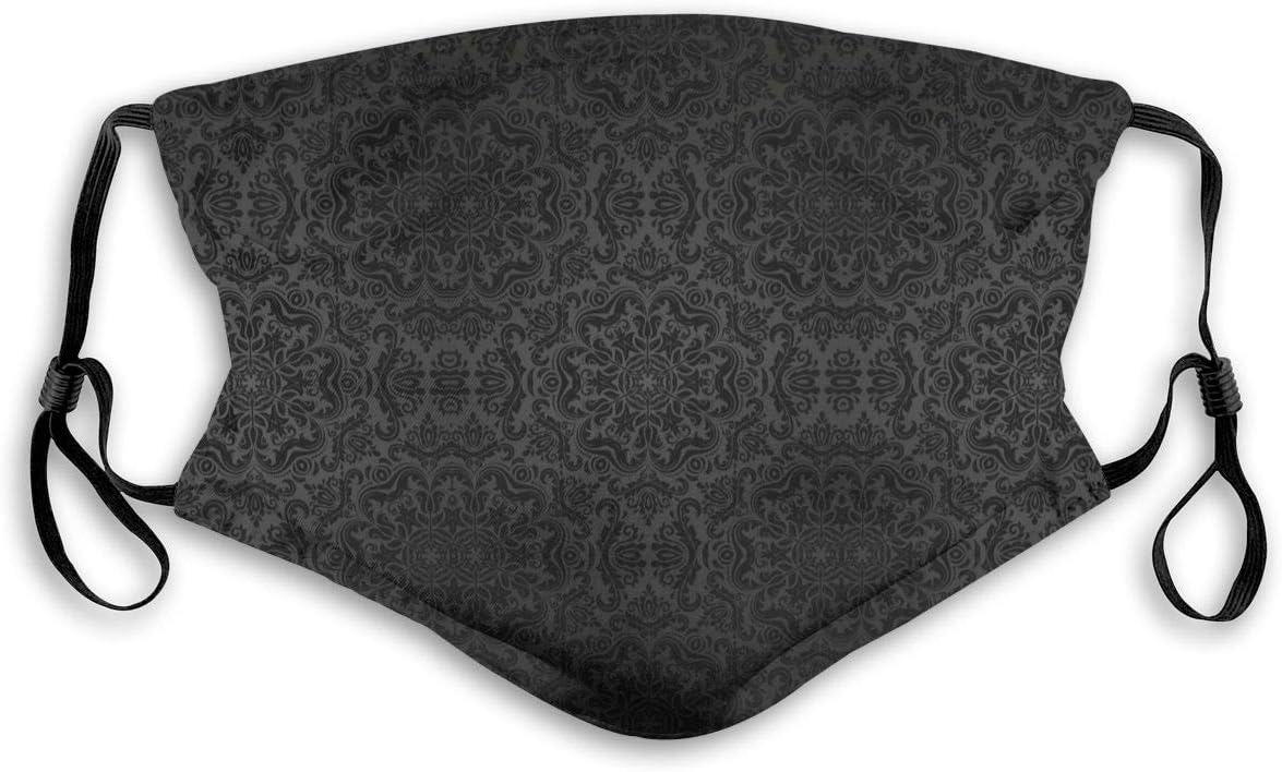 Victorian Damask Pattern Royal Black Gothic Dark Mouth Filters Ma-sk N99 Reusable Face Dust M-Ask