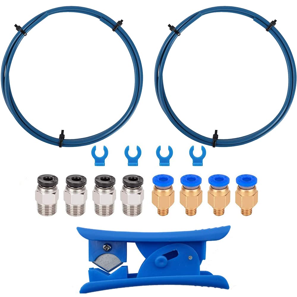 MMOBIEL 2X 3D Printer Bowden PTFE Tubing 1m XS Series 1.75mm Filament Compatible with 3D Printer Ender 3 V2/ 3/3 Pro/ 5/ CR-10 / 10S 20/20 Pro incl. 2X PC4-M10 Fitting and Cutter