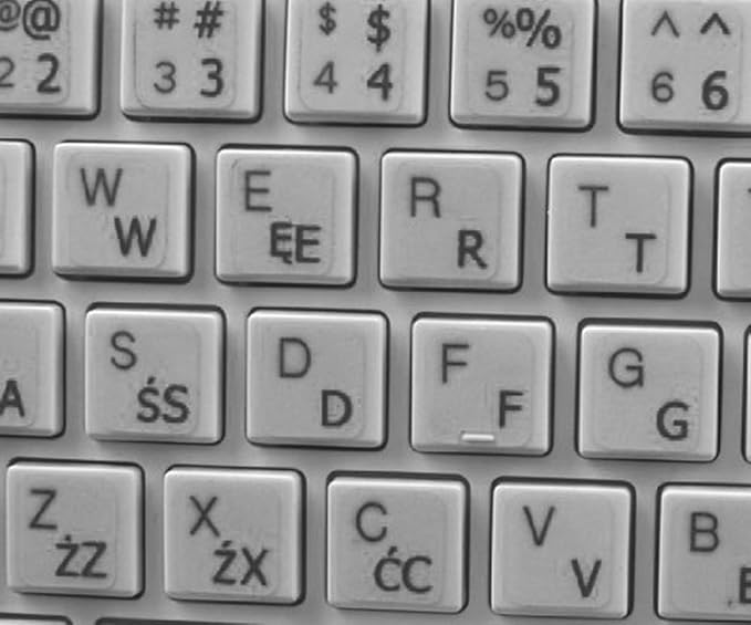 Polish Transparent Keyboard Stickers with Black letters for any laptop or keyboard