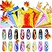 Flame Reflections Nail Stickers - 16pcs Halloween Holographic Fire Flame Nail Art Decals Nail Stencil for Nails Manicure, Maples DIY Nail Foils Tape Adhesive Decoration by DR.MODE