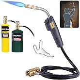 TAUSOM MAPP Gas Torch Kit 25000 BTU, Self-Ignition, Brazing Pipe HVAC | Self-ignition piezo trigger, 4.9ft reinforced hose, CGA600 compatible, solid brass torch head
