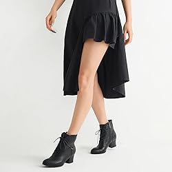 Pixoecuty Black Short Ankle Boots Lace Up Booties