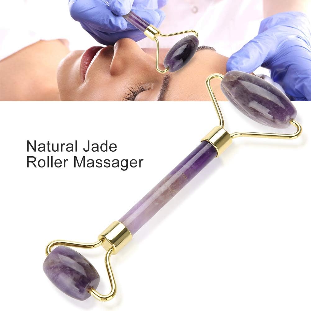 Dioche Jade Roller Face Massager for Face and Gua Sha Facial Tools Jade Roller Amethyst Quartz Original Neck Massager Roller Anti Wrinkle Anti Aging for Face Eyes - Image 5