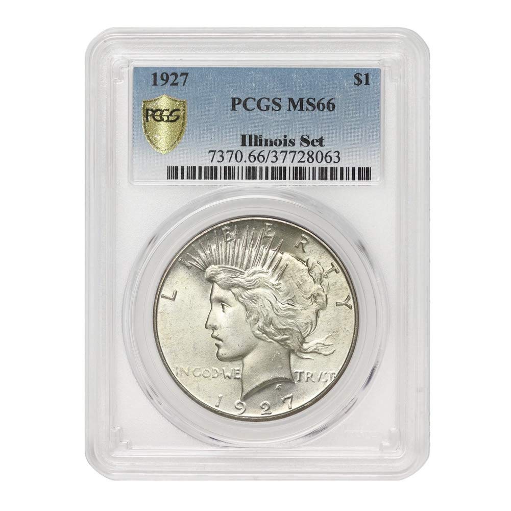 1927 American Silver Peace Dollar MS-66 Illinois Set by CoinFolio $1 MS66 PCGS