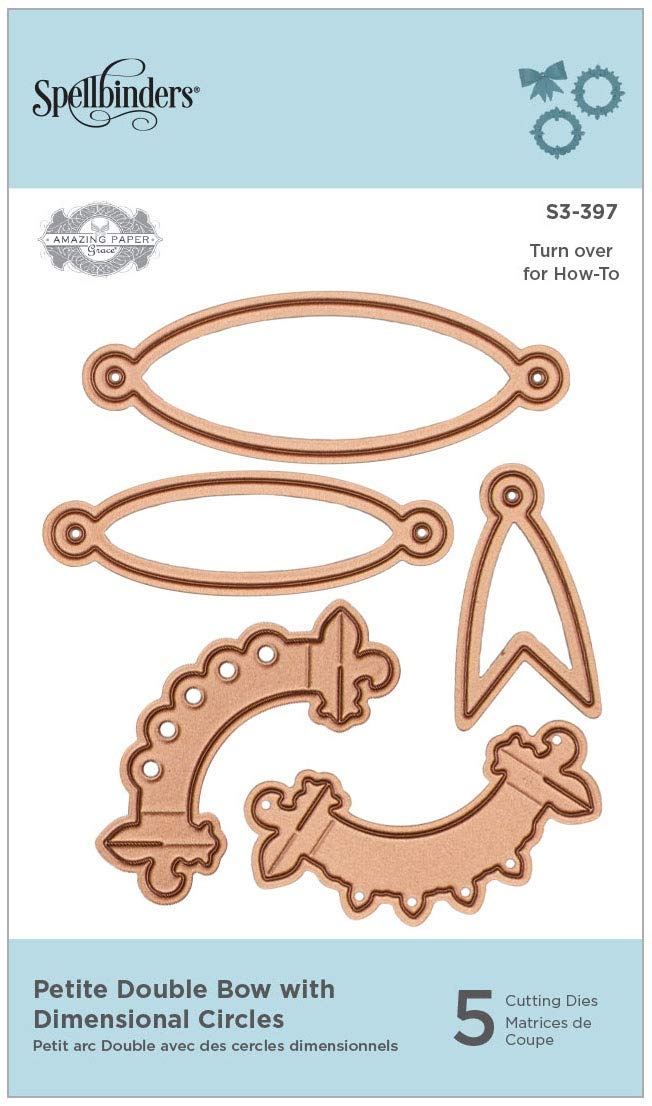 Spellbinders Die D-Lites Petite Double Bow Etched Dies Doily by Becca Feeken, Metal, Pointed Dimensional Circle: 4.5 x 3.3 cm