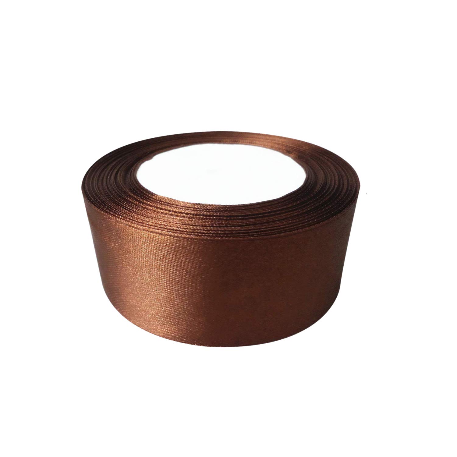 Trimming Shop Brown Ribbon Roll - 40mm x 25 Metres - Double Sided Satin Brightly Coloured - 100% Polyester - for Gift Wrapping, Decorating, Arts and Craft - Machine Washable