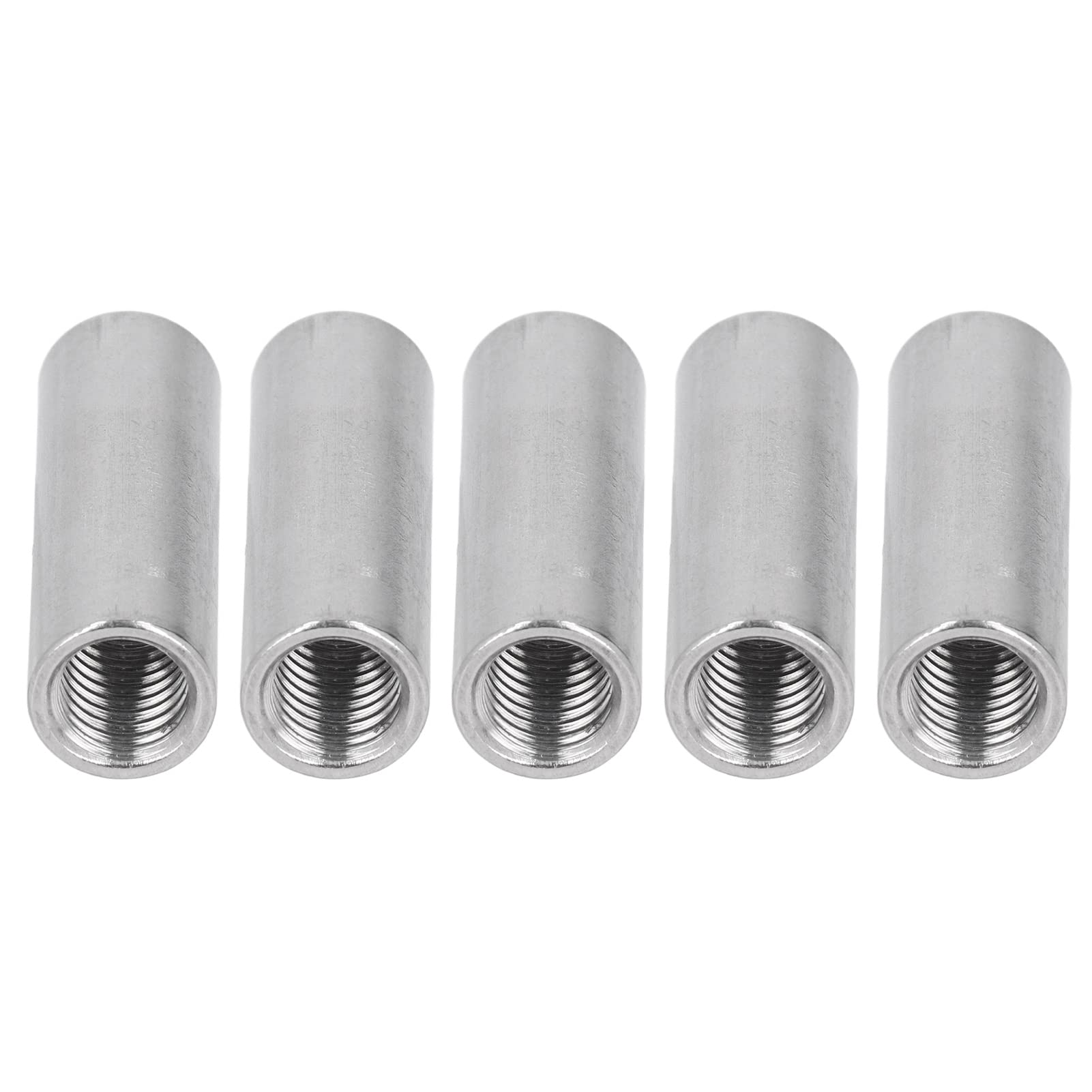 Ouitble Cylindrical Coupling Nuts 5pcs M12*1.75-16-L50mm 304 Stainless Steel Female Thread Round Connector Nut for Thread Rods Studs Machine Screws