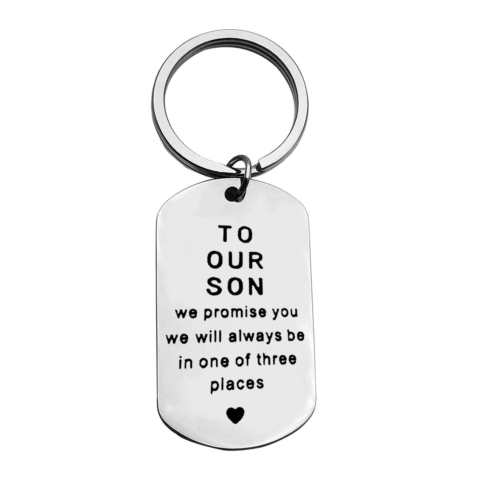 Ximalun Son Keyring Gifts from Mum and Dad We Promise You We Will Always Be In of Three Places Keyring for Son Graduation Gifts Wedding Christmas Birthday Gifts for Son