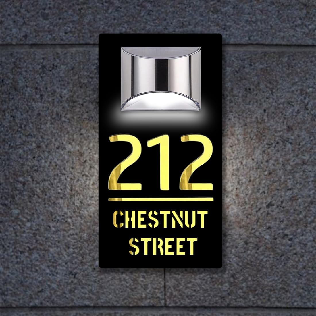 Plaques & Wall Art - Personalized Solar Modern Door Plaque,Address Plaque Lighted with LED Custom Address Plaque, LED illuminated Acrylic Sign,Housewarming Gift (Address Signs363-1)