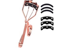 Eyelash Curlers with Comb IMMER LIEBEN Fashion Cute Eye Lash Curler with 3 Combs, 3 Refill, 10 Seconds for Long-Lasting Curl Rose Gold
