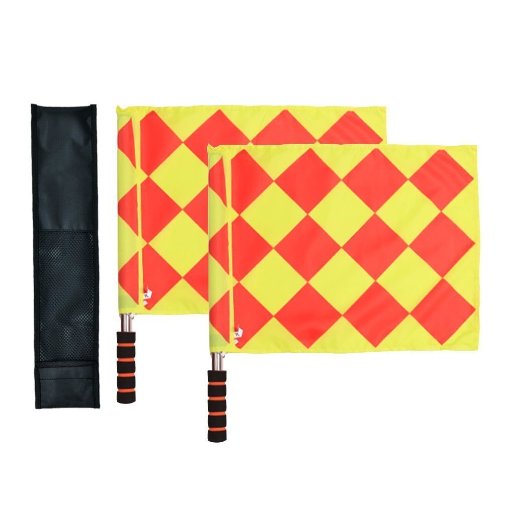 Firelong Soccer Football Rugby Linesman Referee Flags Metal Pole Foam Handle with Carring Tote