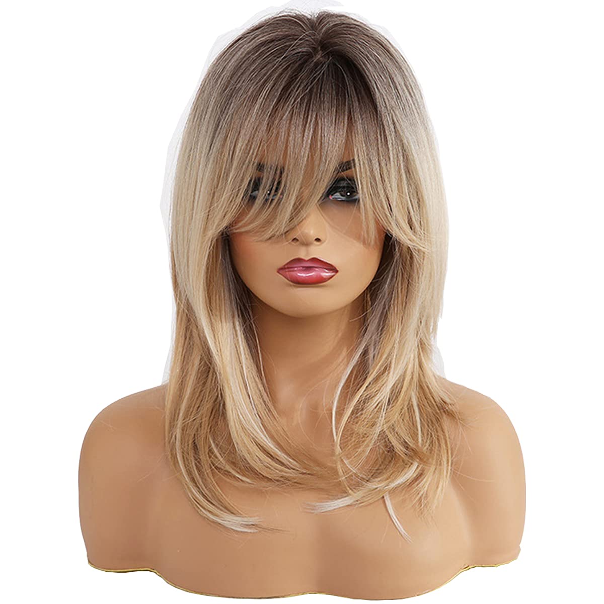 Long Blonde Women Wigs Curly 18 inch Light Blonde Hair Wigs Synthetic Layered Long For White Women Girls With Dark Roots