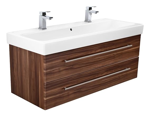 emotion Badmöbel mit Keramag Icon Waschbecken 120 cm walnuss seidenglanz