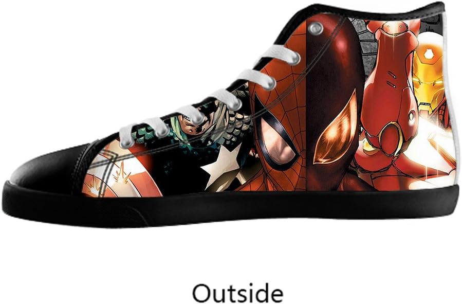 JIUDUIDODO Men's Marvel's The Avengers Lace-up and High-top Pop Canvas Shoes Black Sneaker