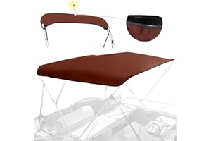 YIMSTING 3 Bow Bimini Top Replacement Canvas for Boat with Light Hole and Storage Boot, Easy Install Zipper Sleeves, Heavy Duty Waterproof, 900D Marine Sun Shade Boat Canopy Without Frame, 6'L 79"-84"W Claret