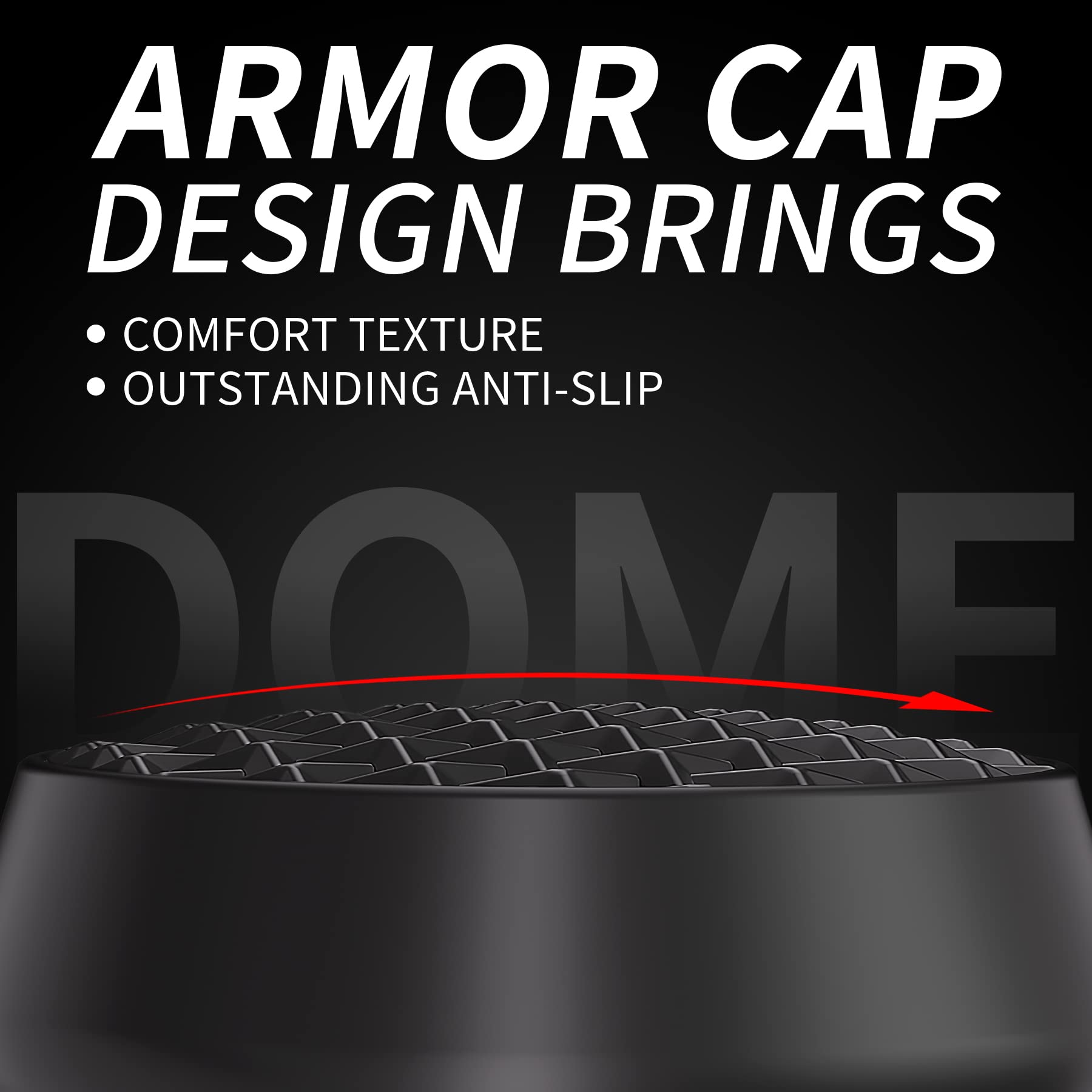 PlayVital Thumbs Pro ARMOR Thumbstick Extender for ps5 Controller, Joystick Caps Grip for ps5 Controller - 2 High Raise and 2 Mid Raise Dome - Black