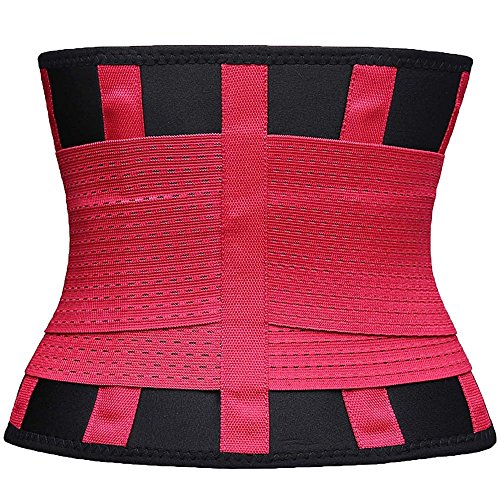 Gepoetry Waist Trainer Body Shaper Workout Waist Cincher Sport Waist Trimmer Belt Girdle Shaperwear for Men & Women (Medium, Rose red)