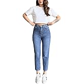 Straight Leg Jeans for Women Trendy High Waisted Stretch Ankle Denim Pants