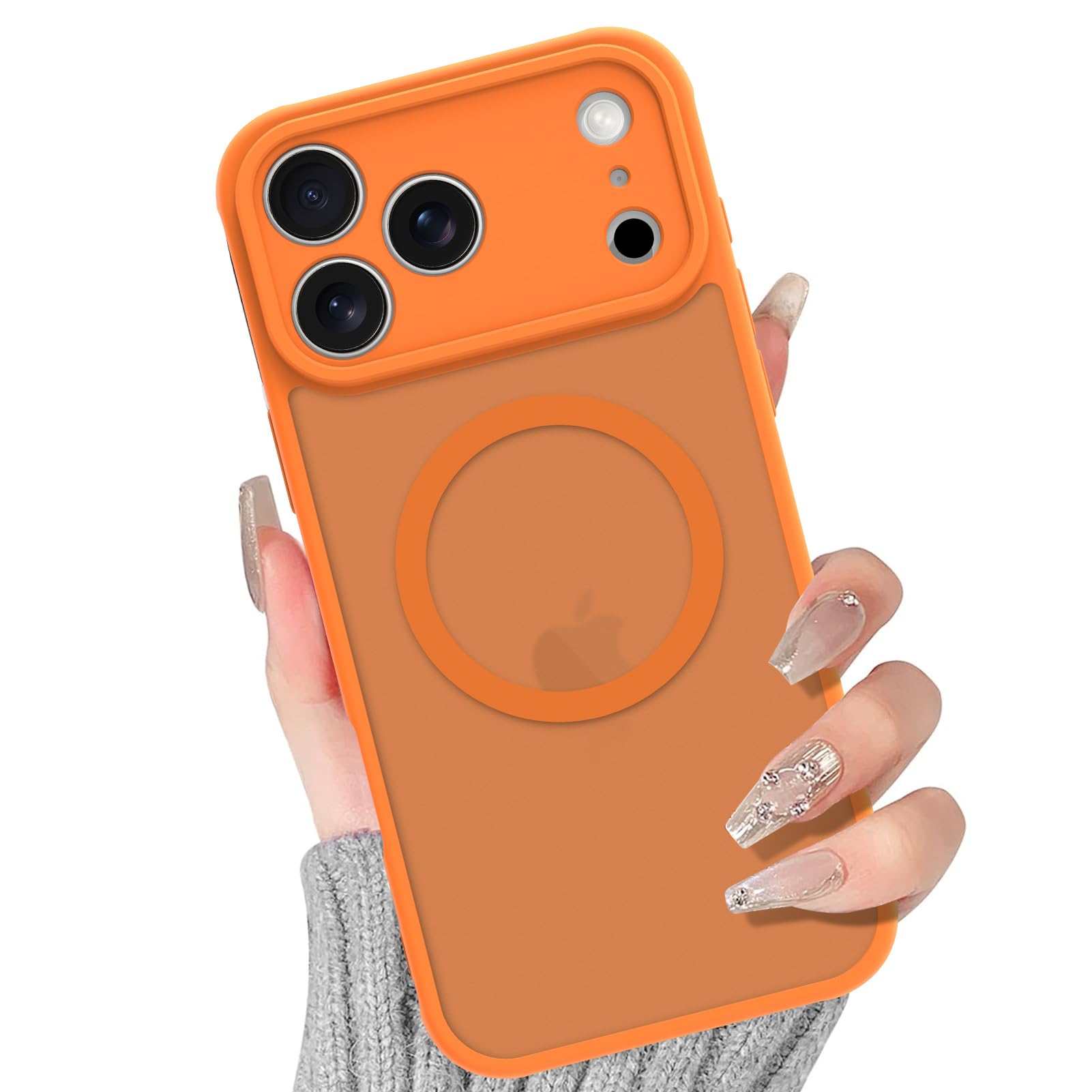 BITOBE Magnetic Case for iPhone 17 Pro Max [Compatible with MagSafe] Soft TPU Bumper Hard PC Back Translucent Matte Slim Protective Phone Cover - Orange