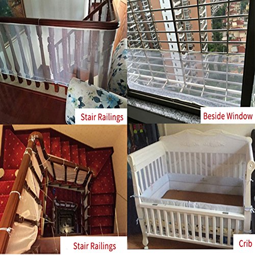 image for 4UHeart Child Safety Net - 33'' x 15', Rail Balcony Banister Stair Net