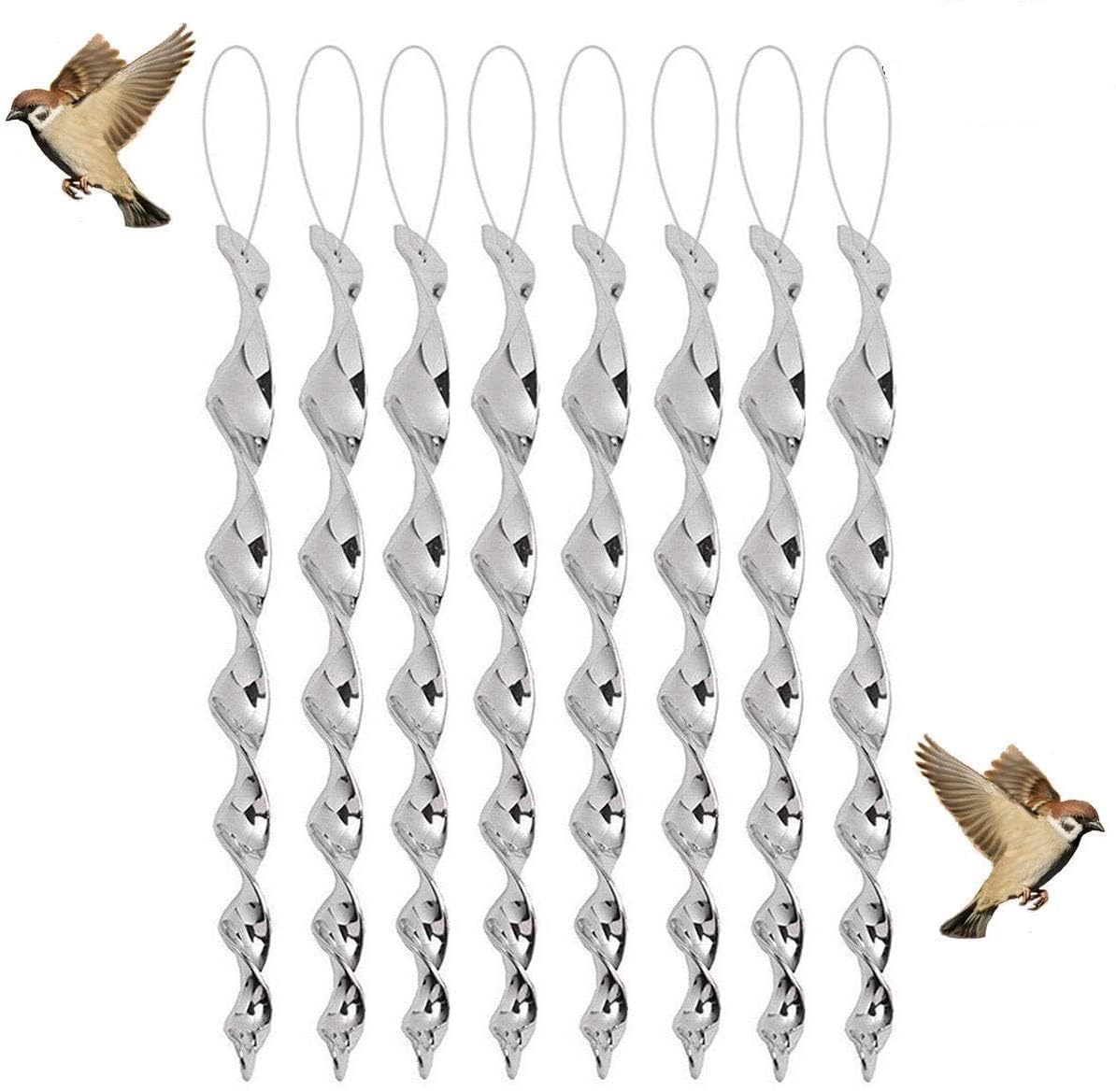 8Pcs Reflective Bird Deterrent Rods,Hanging Reflective Spiral Pigeon Deterrent,Bird Scarers for Gardens,Keep Birds Away From Your Home,Yards,Garden,Patio,Scare and frighten pigeons,seagulls,owls