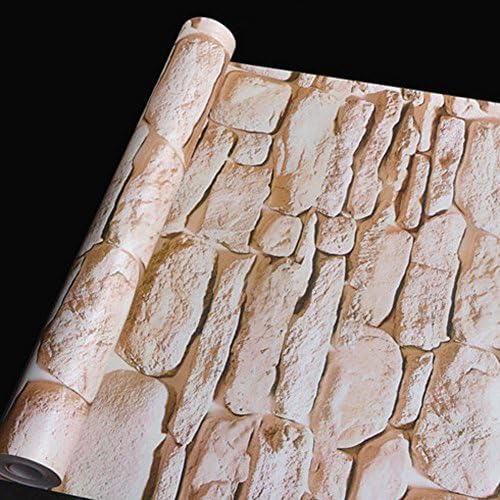 Self-Adhesive Retro Brick Stone Textured Wallpaper Multi 3D effects Blocks Home Room for bedroom Decoration 1.74ft x 33ft (001)
