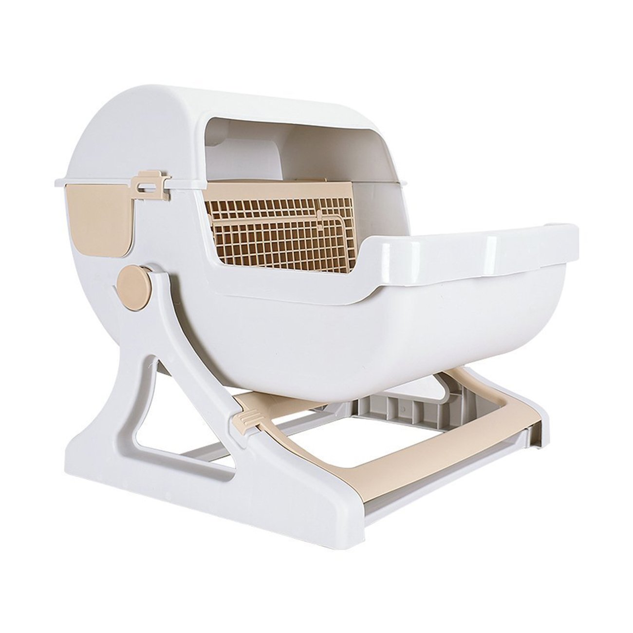 Cat Litter Box Semi Automatic Litter Box Luxury Cat Toilet Large US