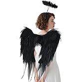 Angel Wings and Halo Headband for Women Adults Girls - Chiffon Fairy Wings, Costume for Halloween Christmas Party Cosplay