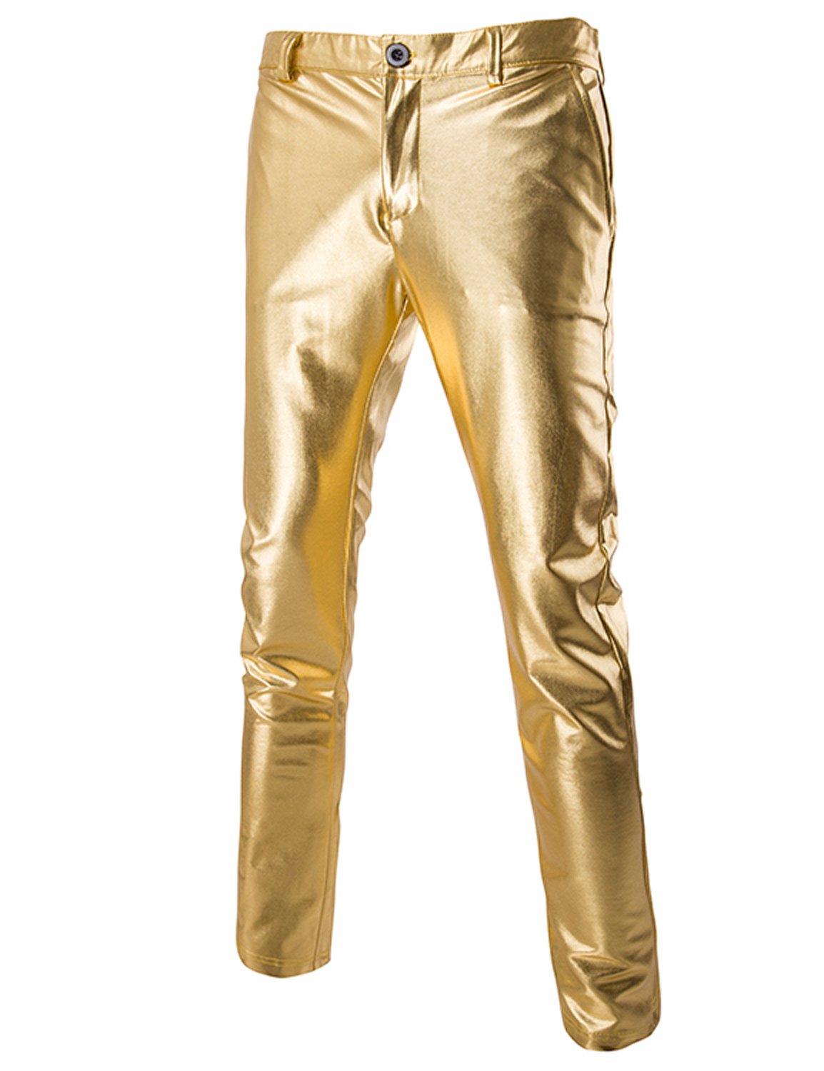 ZEROYAA Mens Night Club Metallic Gold 