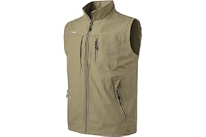 Herothorn Mens Quick Dry Fishing Vests Lightweight Sleeveless Jackets with Zipper Pockets for Travel Hiking