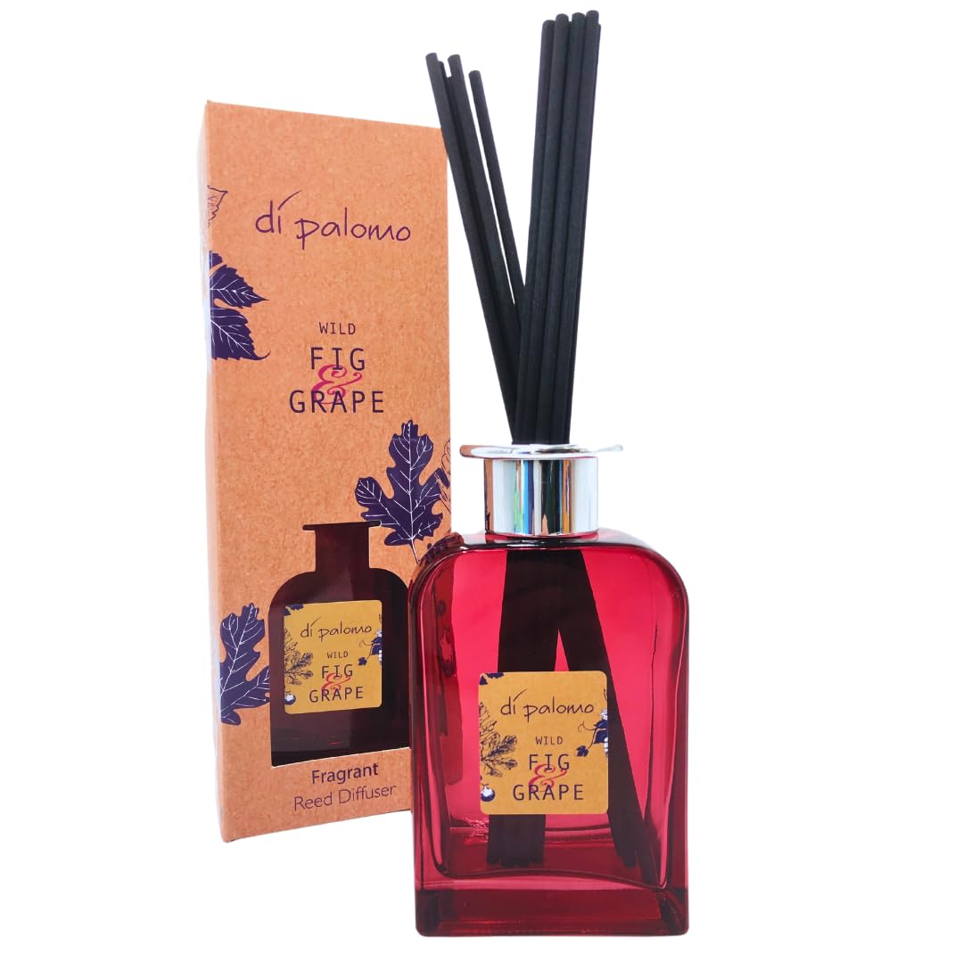 Di Palomo Wild Fig & Grape Fragrance Reed Diffuser – 200ml Luxury Home Fragrance Scented Oil Diffuser for Home Vegan Air Freshener & Elegant Decor Accessory Gift Present