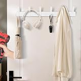 AUXHCYL Coat Hooks Wall Mounted 2 Sets 6 Hooks Rust-Proof White view 6