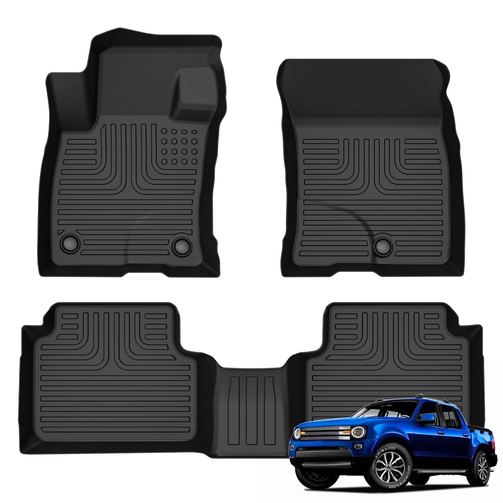 AZYT® Floor Mats for 2022-2025 2026 Ford Maverick (Not for Hybrid) All Weather Automotive TPE Liners Set Anti-Slip Waterproof Floor Liners Accessories, Black Image