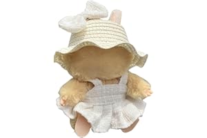 GENERIC Clothes Made for Labubu 15cm & 17cm (No Doll Included) Fashion Doll Outfit Set Compatible with La bubu Accessories, Dress Up Skirt with hat and Headwear Bow (White)