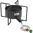 Bayou Classic SP40 22-in Dual Jet Bayou Cooker Features 22-in Cooking Surface 12.5-in Tall Round Bar Welded Frame 30-psi Adjustable Regulator w/ 48-in Stainless Braided Hose