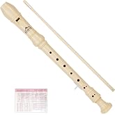 Eastrock 3 Pieces Baroque Style Soprano Recorder White for Beginners | C Key ABS Material Easy Clean with Cleaning Rod Fingering Chart Packing Bag Thumb Rest Lanyard for Performances Stage Band