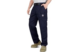 BOCOMAL Men's FR Cargo Pants Flame Resistant Pants Midweight 7.5oz (7 Pockets) Multi-Pockets FR Pants