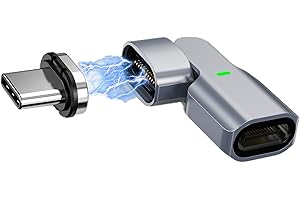 3C'S 240W 180 Degree USB C Magnetic Adapter,(1Pcs) 11PIN USB C 90 Degree Right Angle Magnetic Adapter 480Mbps for Thunderbolt