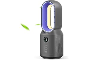 KONSIDEN Desk Fan,13 Inch Portable Bladeless Fan, Small Quiet Office Fan with 106° Oscillating, 3 Speeds & Night light, LED Display,Button Control, Personal Battery Operated Table Fan for Bedroom, Office, Home