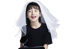 SIQITECHNO Girls First Communion Veil Flower Girl Veil Bowknot Beaded Tulle Veil with Comb