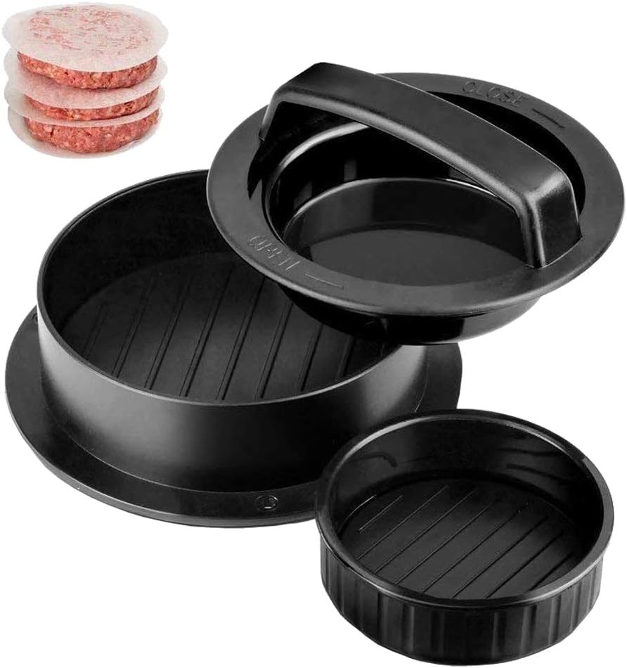 Mofun® Burger Press Hamburger Maker, Non Stick Stuffed Burger Maker Kit for Easily Making Delicious Burgers, Regular Beef Burger and Perfect Shaped Patties (Black 12.5 * 12.5 * 6cm)