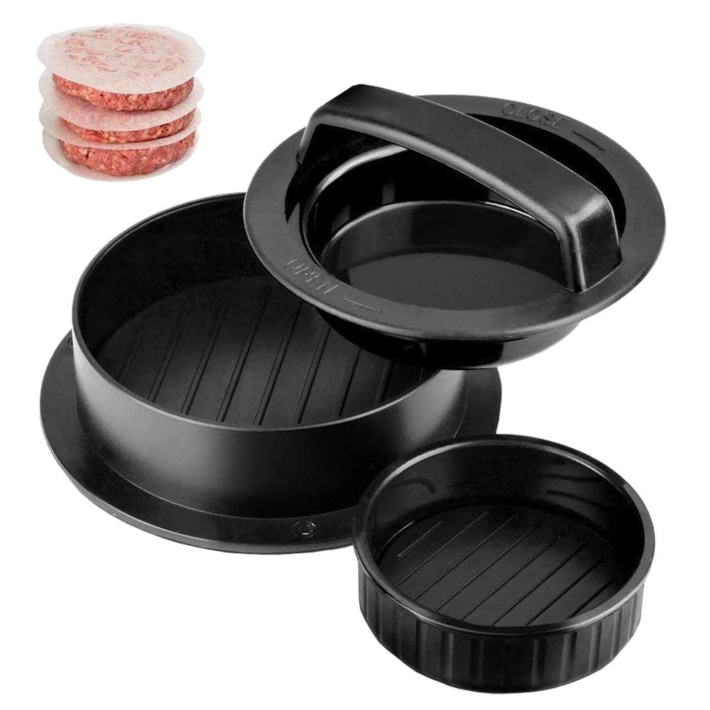 Mofun® Burger Press Hamburger Maker, Non Stick Stuffed Burger Maker Kit for Easily Making Delicious Burgers, Regular Beef Burger and Perfect Shaped Patties (Black 12.5 * 12.5 * 6cm)