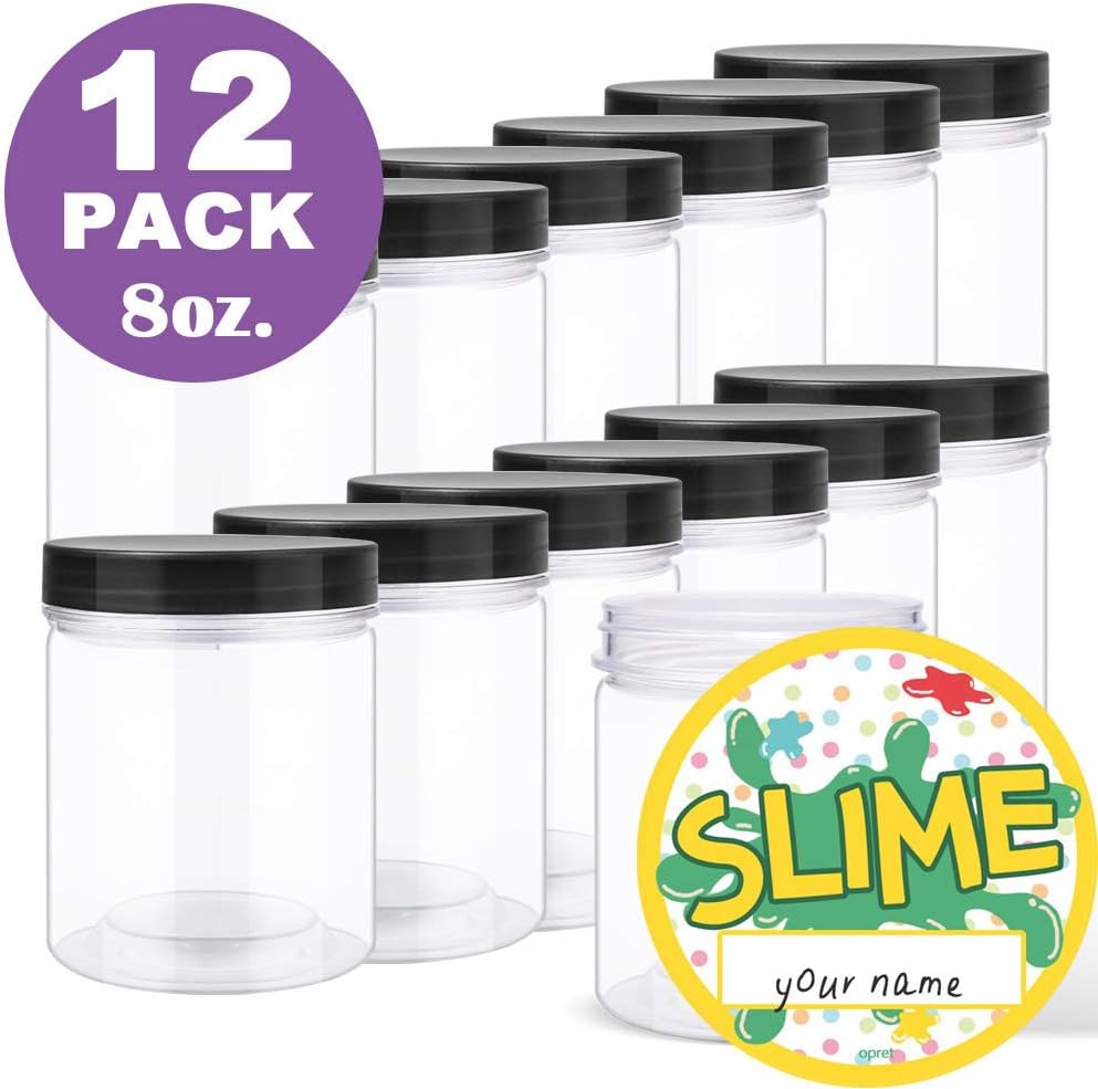 Empty Slime Containers, 8oz. 12 Pack, Opret Plastic Slime