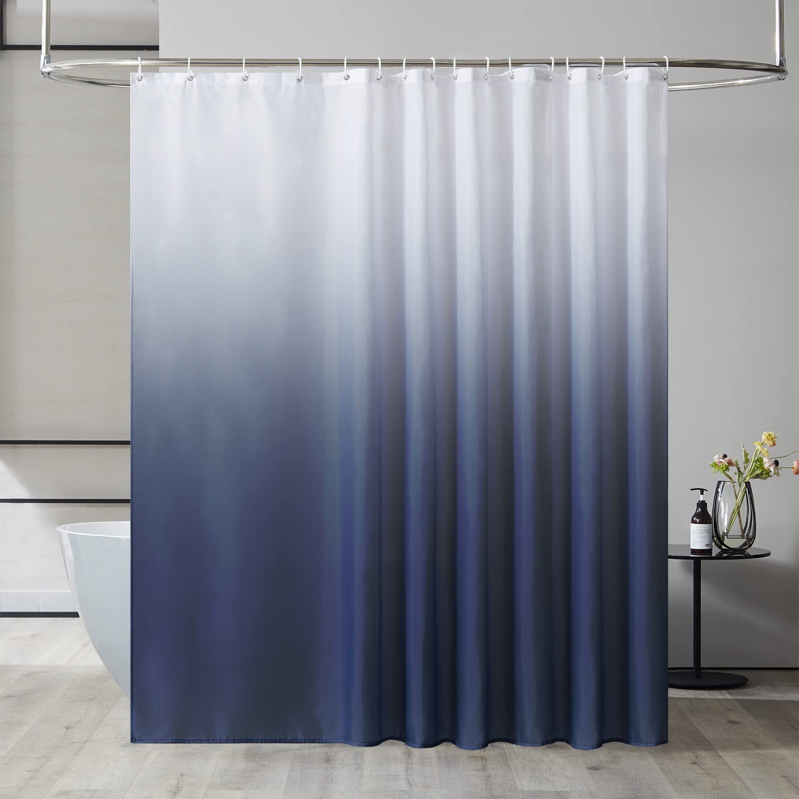 Furlinic Extra Wide Shower Curtain Waterproof Mould Proof Resistantand Gradient White to Blue Bath Curtains Fabric 240x200cm for Wetroom 94x78 Inch.