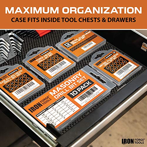 Hex Head Allen Wrench Drill Bit Set of 10 - SAE Hex Key Driver Bits with Magnetic Tips