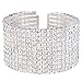 EleQueen Austian Crystal Cuff Bangle Bracelets Silver-tone Open End Bridal Bracelet for Women