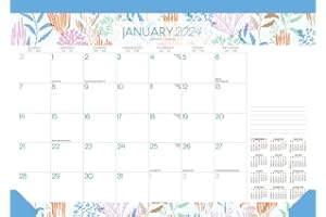 Seaside Currents | 2024 17 x 12 Inch Monthly Desk Pad Calendar | BrownTrout | Ocean Sea Beach Art Design