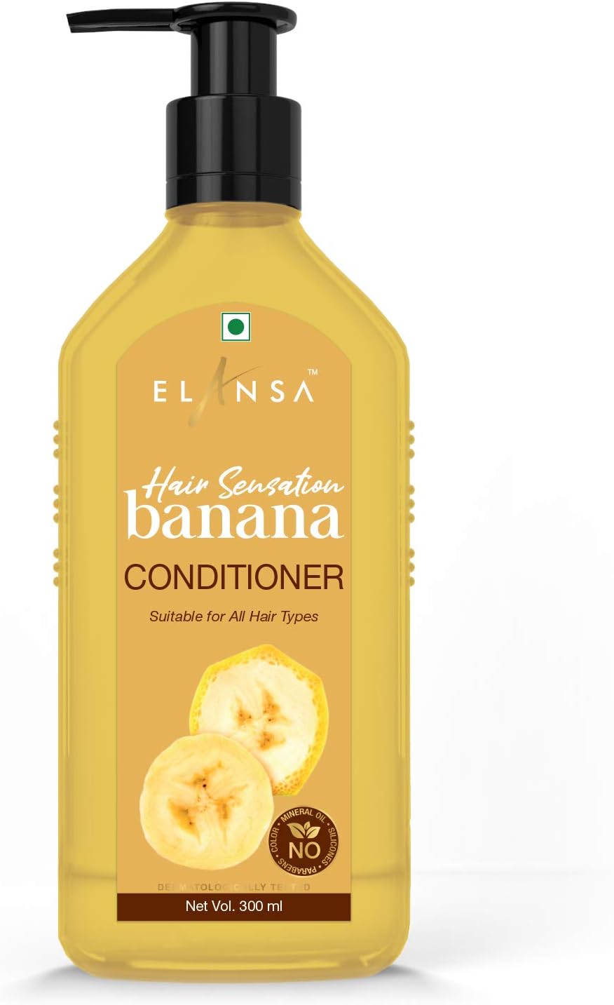 Elansa Hair Sensation Banana Conditioner - No Parabens, Color, Mineral Oil and Silicones, 300 ml