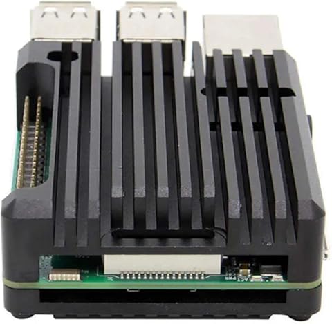 Molyflower para Raspberry Pi 3B Carcasa de Aluminio con Doble Ventilador Carcasa de Metal Carcasa Negra para RPI Raspberry Pi 3B - Negro