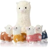 Civaner Llama Stuffed Animal with 4 Baby Alpaca Operation Christmas, White | Soft Pillow Kawaii Toys for Kids Girls, Cute Llamas Plushies Birthday Party Favors, Charity Donation, Nursery Bedroom Decor